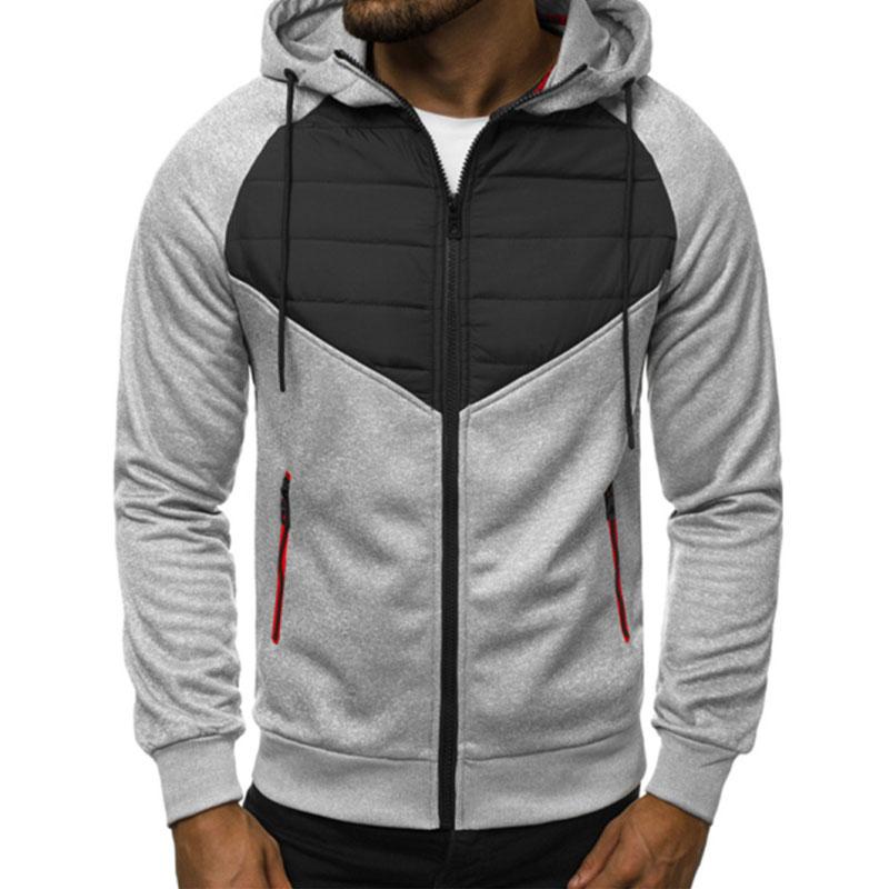 New Men's Casual Sweatshirt Zipper Hooded Sweatshirt Jacket Men's Patchwork Cardigan