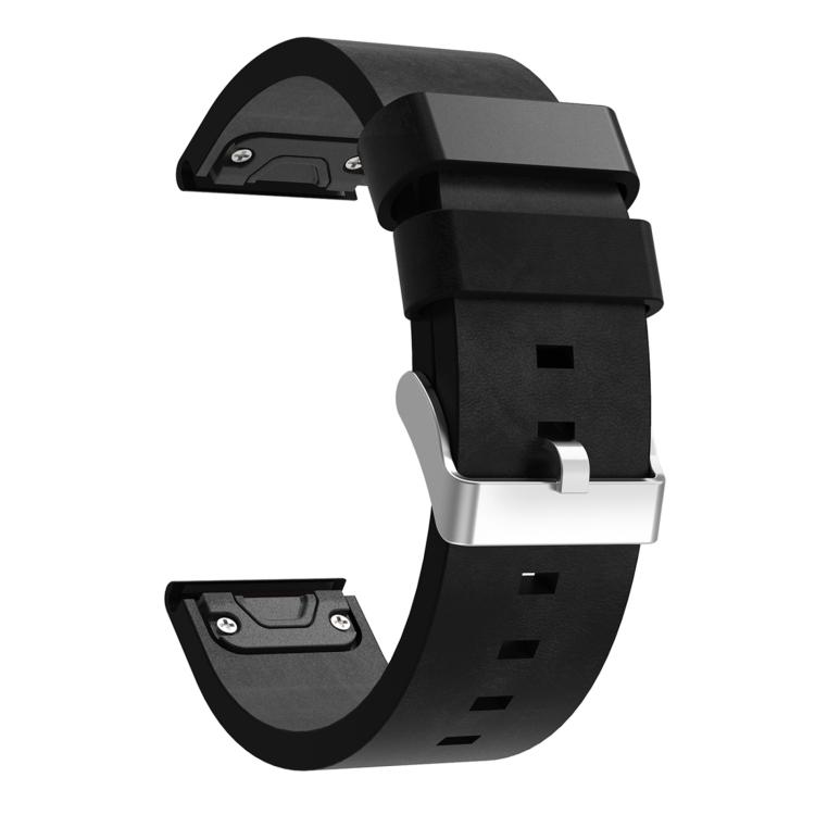 For Garmin Fenix 7X Solar 26mm Leather Steel Buckle Watch Band