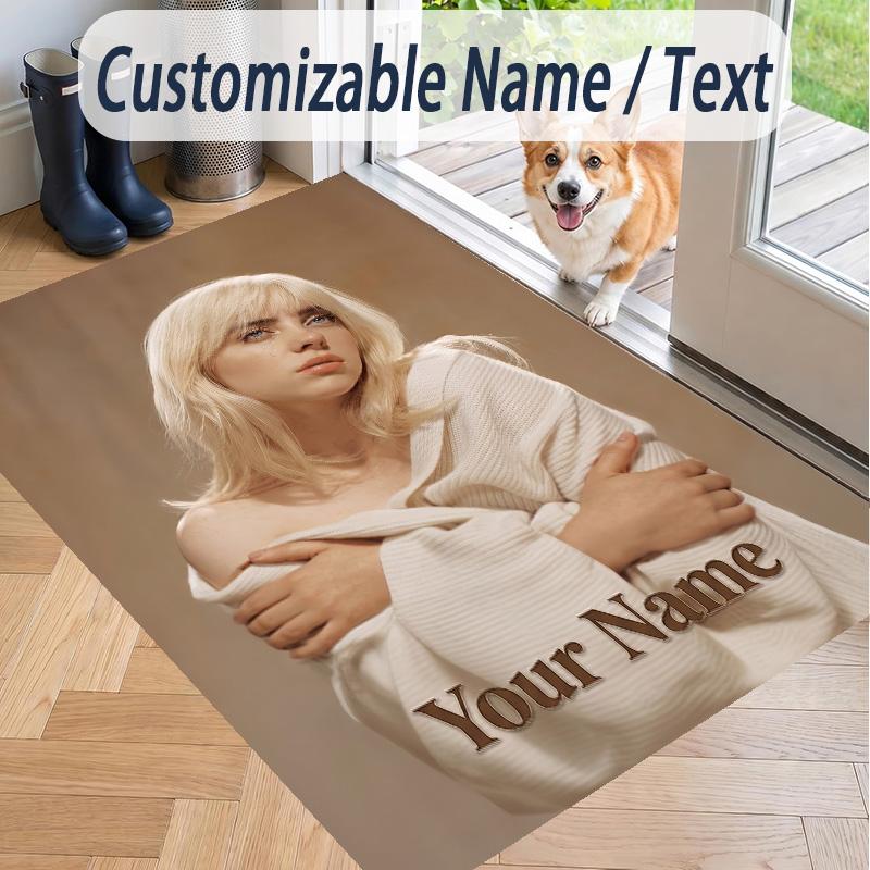 Custom Text Printed Rug Billie Eilish Non Slip Floor Carpet For Home Room Decor