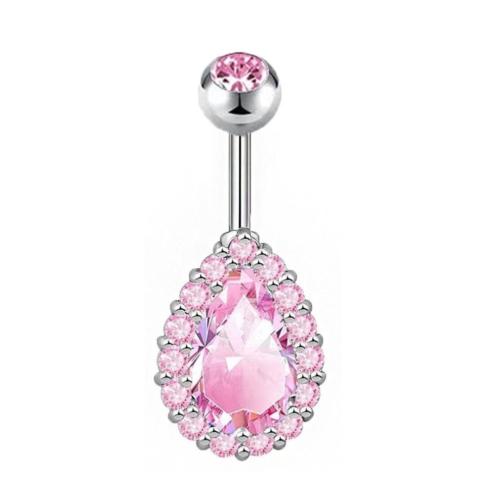 Rhinestone Zircon Navel Ring Stainless Steel Body Piercing Jewelry Fashion Belly Button Ring  Gift