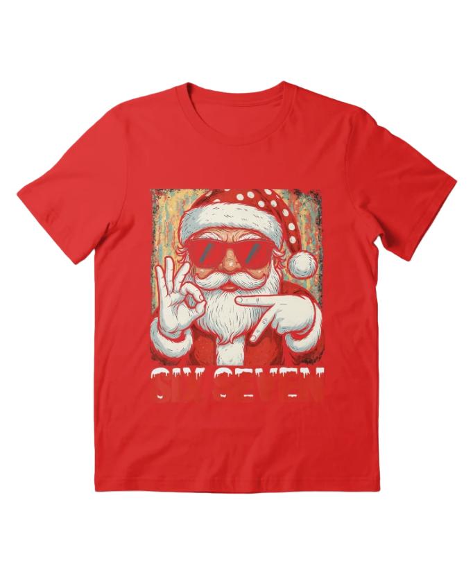 

Christmas Santa Claus Six Seven Printed Pure Cotton Tshirt for Men and Women Y2K Oversized Holiday Gift Short Sleeved Tshirt 4XL