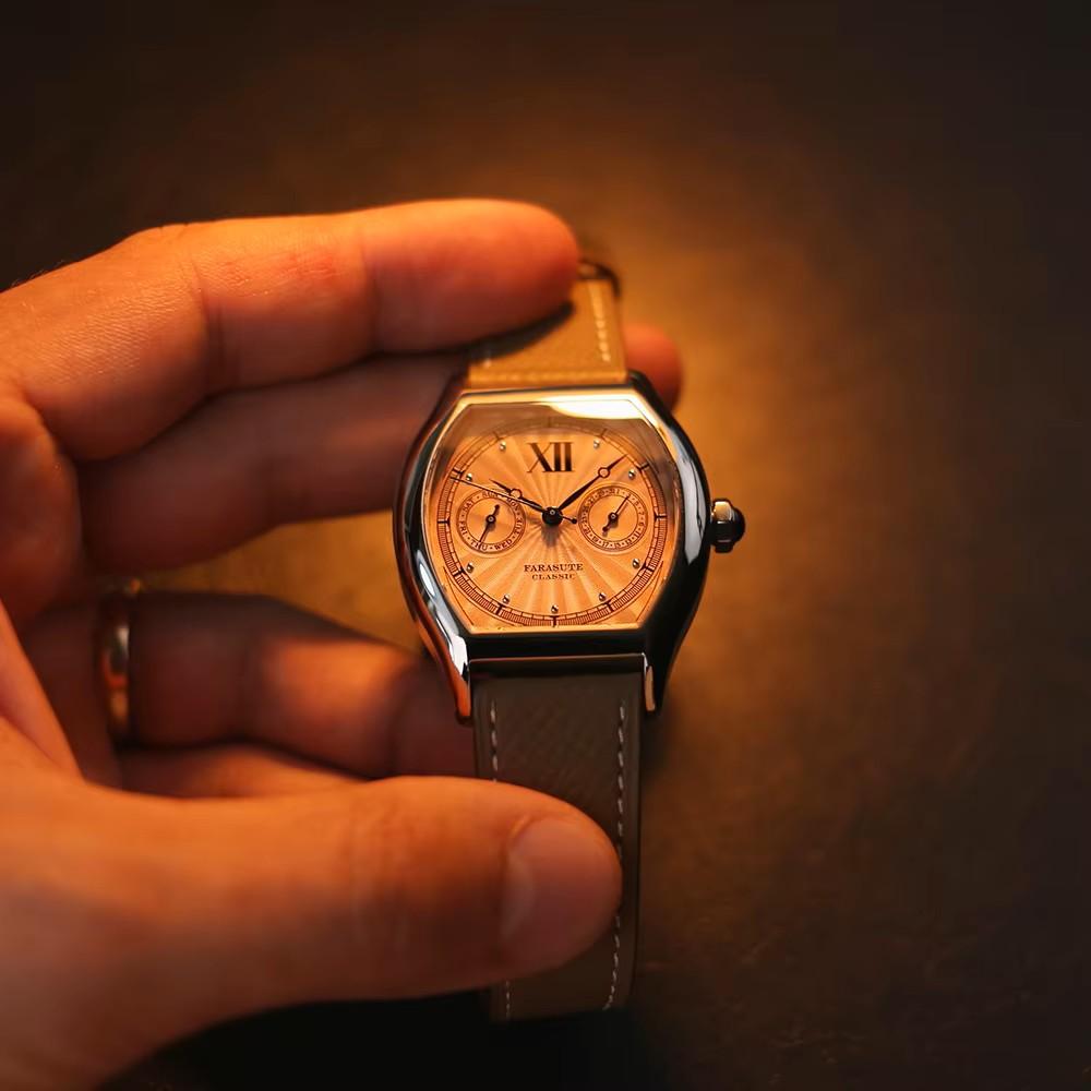 FARASUTE Nové pánské křemenné hodinky 36 mm s strojkem VH64 z nerezové oceli Sportovní Móda Safírové sklo Voděodolné pánské hodinky