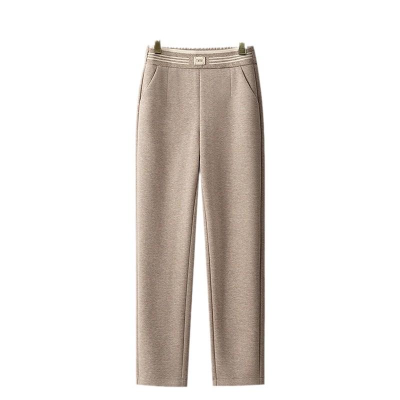 Dámské texturované harémové kalhoty s vysokým pasem - Zeštíhlující, zateplené, ležérní francouzský styl pro podzim/zimu 2024