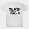 Men Black Print T-shirt Prehistoric Punks No-Cut Transfer Paper Print Cotton Tshirt