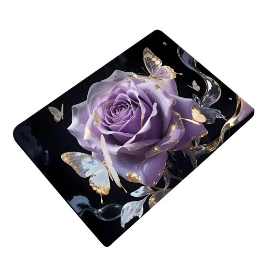 Yousheng 3D Rose Floor Mat Flower Pattern Non-Slip Bath Mat Realistic Rose And Butterflies Bathroom Rug for Entrance Bedroom Living Room