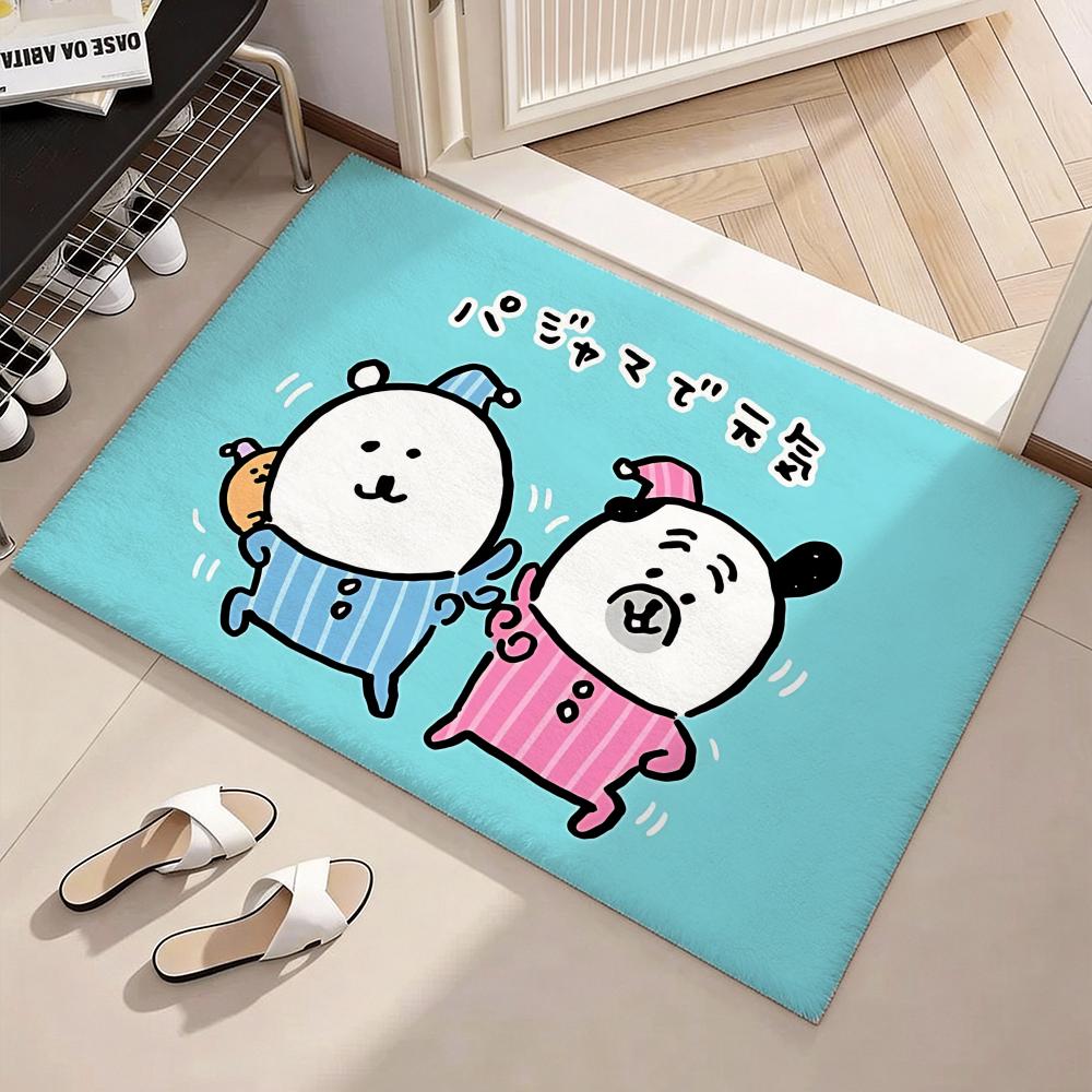 Adorable Bear Character N-Nagano Bears Floor Mat Soft Thickened Flannel Door Mat Non-Slip Living Room Rug Home Decor