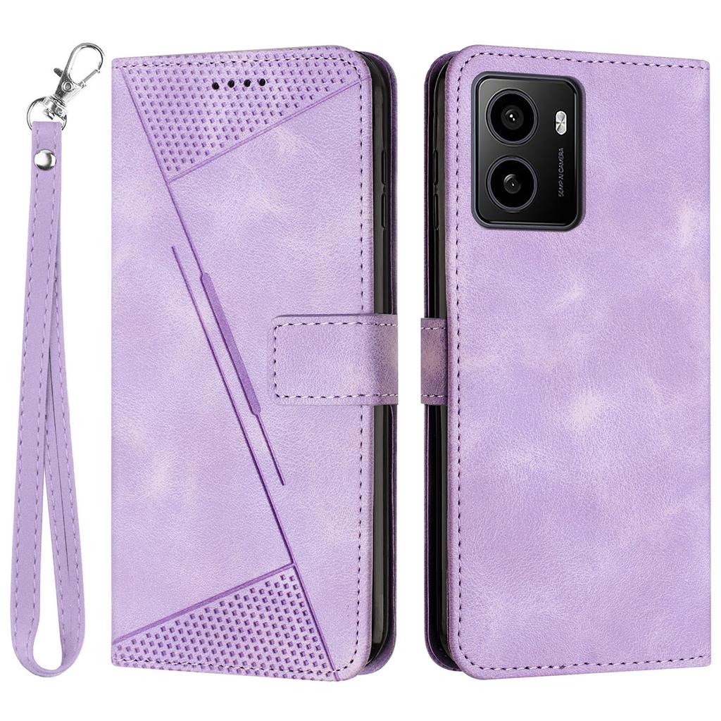 For HMD Pulse/Pulse Plus/Pulse Pro Case Triangle Pattern Leather Phone Cover with Hand Strap Card Slots