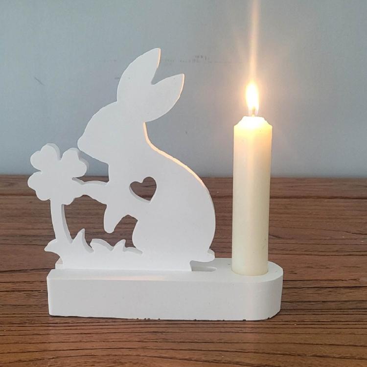 Silicone Molds Rabbit Candle Holder Resins Molds DIY Flame Candlesticks Mould