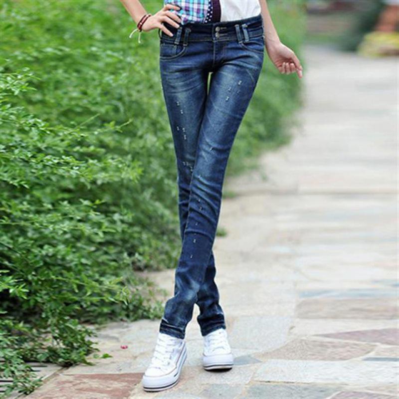 2025 Frühling & Herbst Niedrige Taille Schlankmachende Koreanischer Stil Bleistiftjeans für Damen