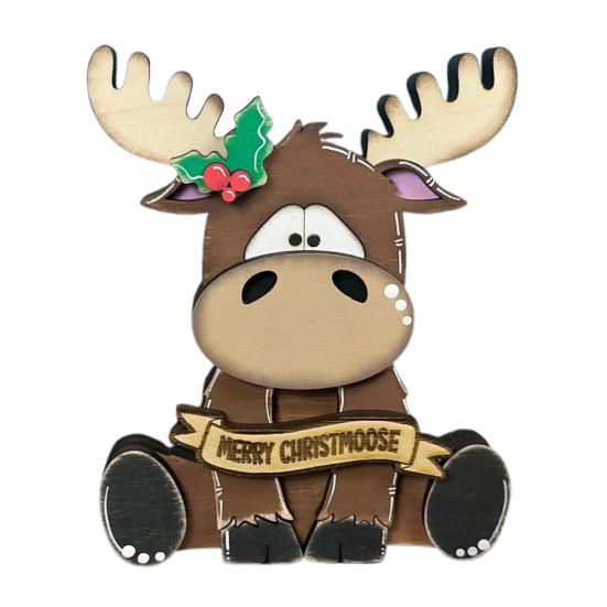 Elk Decoration Wooden Cartoon Elk Ornament Rustic Xmas Centerpiece