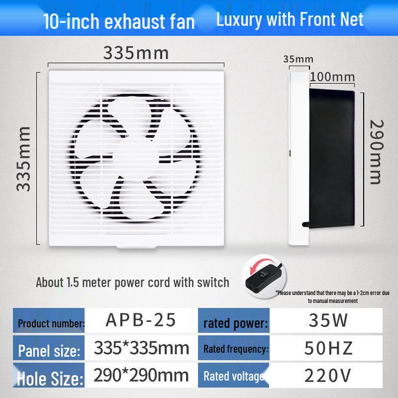 Louvre Silent Ventilation Fan: Kitchen Oil & Bathroom Exhaust Wall/Window Mount