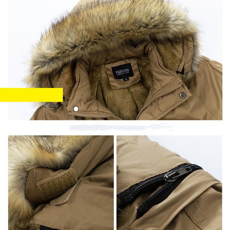 Winter Thick Cardigan Men's Street Jacket Clothing Parka Detachable Hoodie Padded Jacket