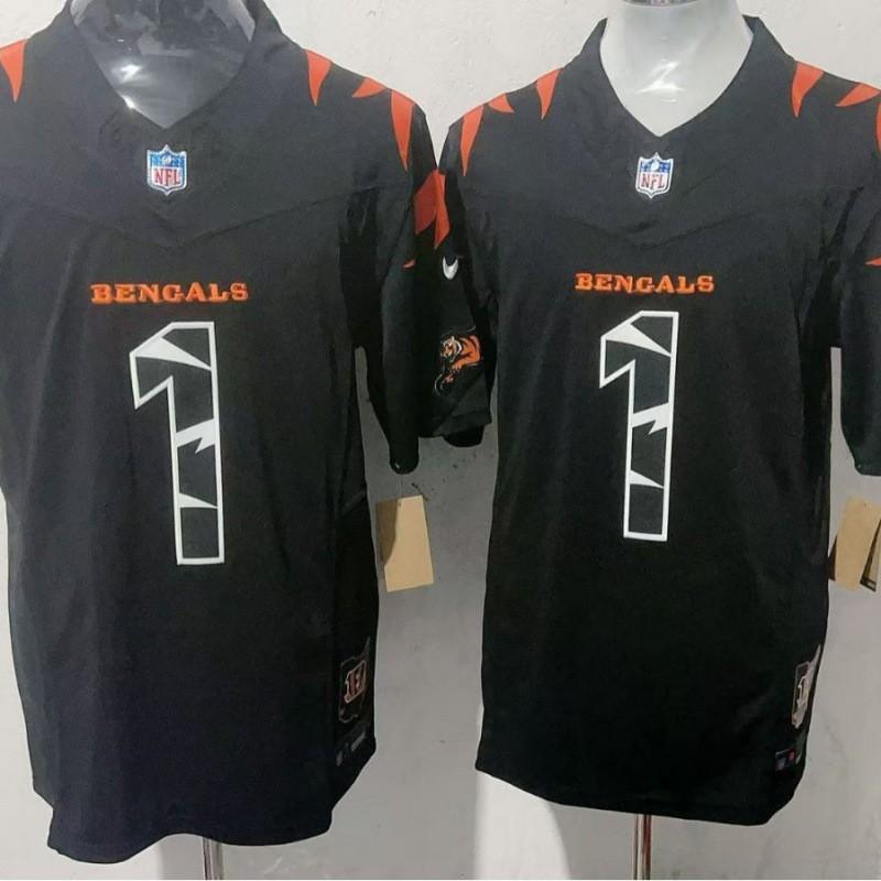 Cincinnati Bengals Chase 1 NFL Vyšívaný dres Pánská fotbalová uniforma Fanouškovské oblečení Bílá Černá Oranžová Edice