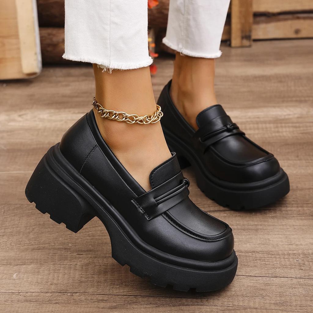 Fashion Gothic Chunky Platform Loafers Women 2025 Spring British Style Patent Leather Pumps Woman Thick Bottom Jk Uniform Lolita Shoes