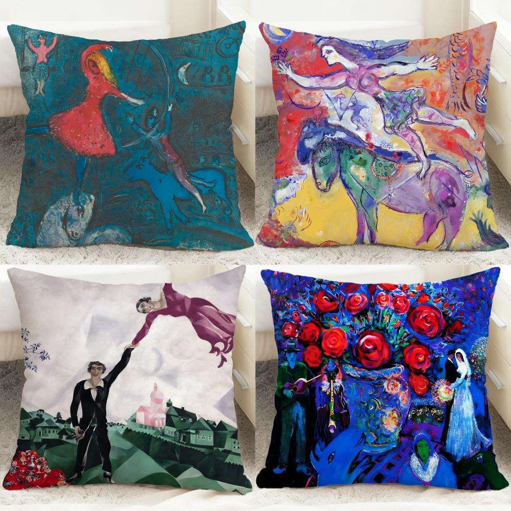 Popular M-MMarc Chagall Cushion Cover Comfortable Reversible Pillow Cover Ideal for Car Sofa Bedroom & Beyond