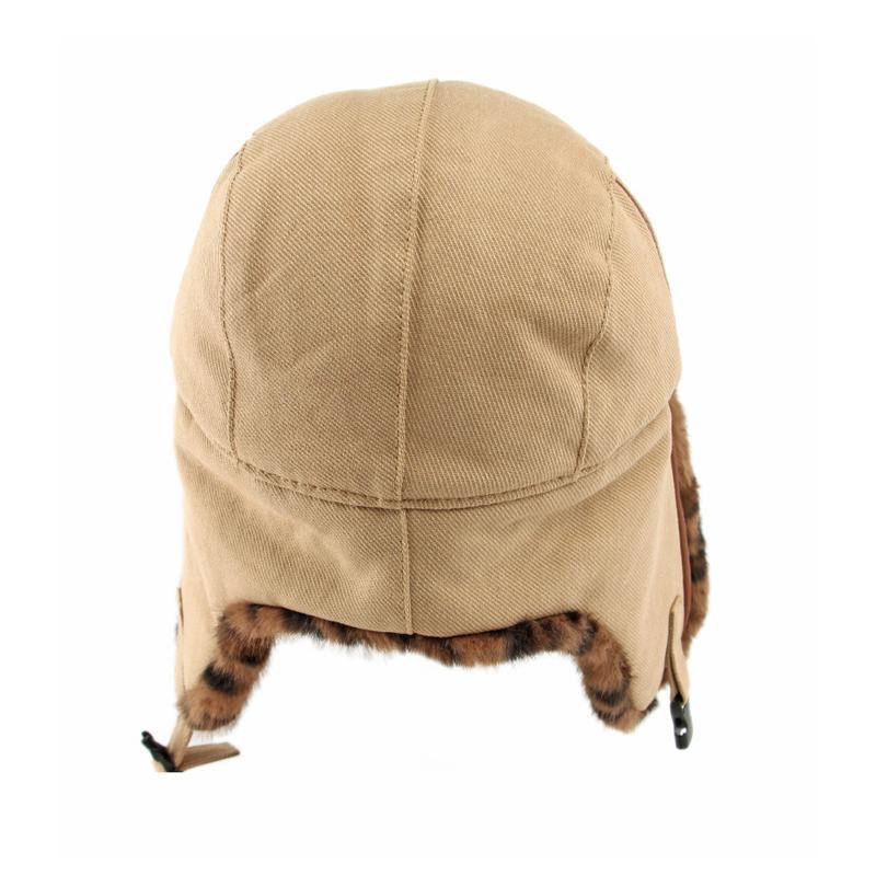 Leopard Plüsch Bombermütze Herren Damen Herbst Winter Dick Winddicht Kalt Skimütze Baumwollmütze Ohrenschutz Reitmütze