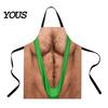 Practical Prank Gifts for Dad Funny 3D Hairy Men's Body Apron, Novelty Muscle Print BBQ Personalized Cooking Gear Bib, Adjustable Polyester