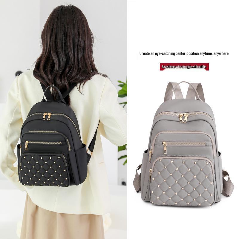 Korean Style Women's Large Capacity Diamond Pattern Backpack