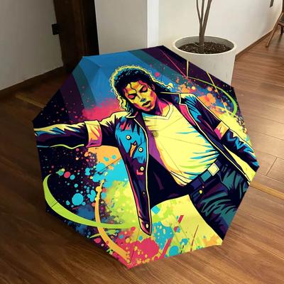 1 st Michael Jackson Dansicoon Automatische Vouwparaplu, Draagbaar Opvouwbaar Ontwerp, Casual Buitenaccessoire L1127120
