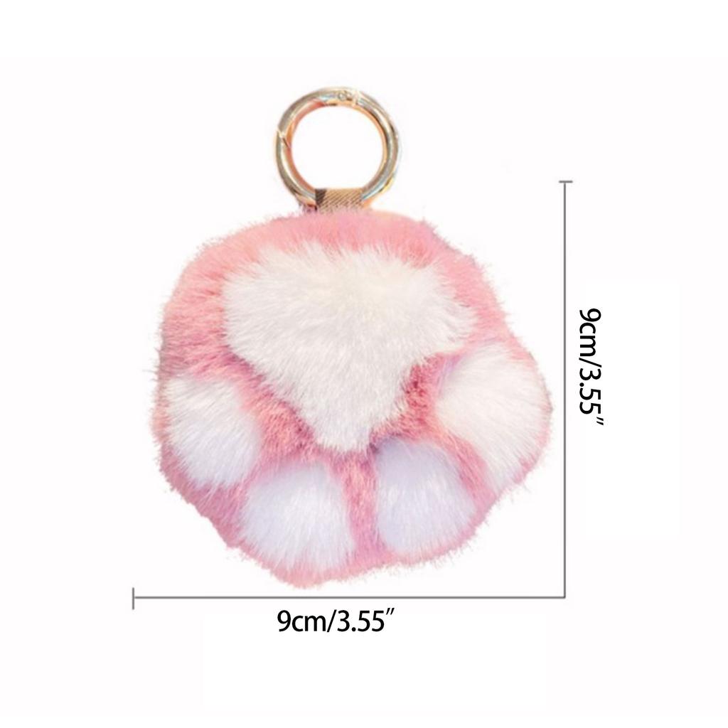 Girl Cute Plush Bag Charm Ornaments Cat Claw Women Car Key Pendant Faux Mink Fur Keychain Soft Pompom Bear Claw Keychain