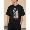 Men's Relaxed Fit Short Sleeve T-shirt with Tropical Sunset Graphic Print, Soft Cotton Feel, Crew Neck, Casual Streetwear Style for Everyday Wear