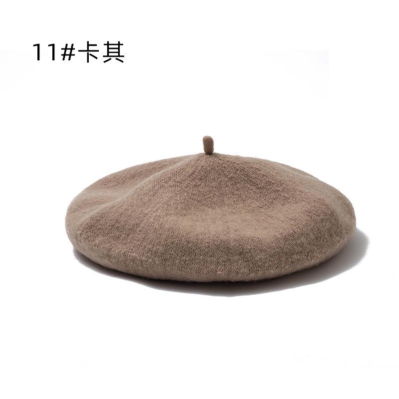 Hat Female Winter Imitation Wool Beret British Autumn and Winter Versatile Knitted Painter Hat Pumpkin Hat