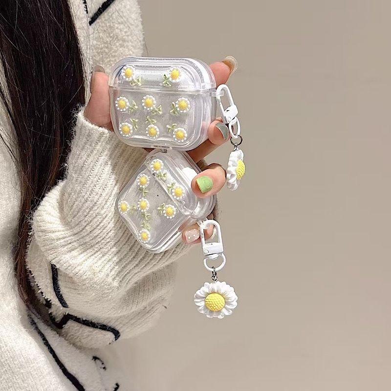 Cute Pink Bow Tie 3D Bellis Perennis Case For Airpods 4 Protective For Airpods Pro Pro2 Cartoon Wireless Bluetooth Earphone Case For Airpods1 2 3