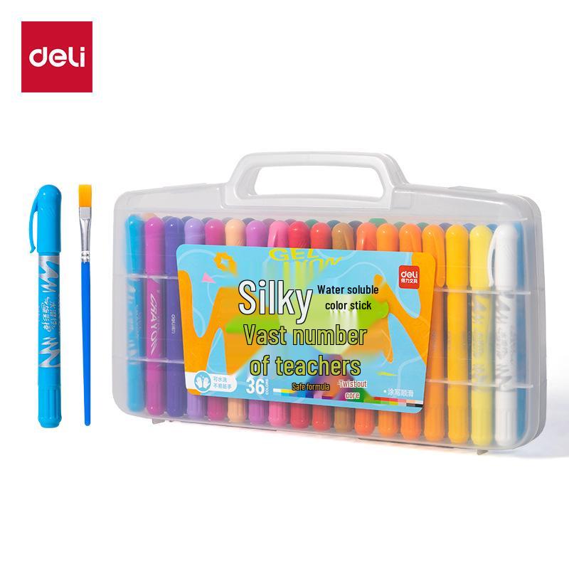 Deli 72126 Twistable Oil Pastels – 12 Vibrant, Water-Soluble Colors for Children's Painting and Student Art.