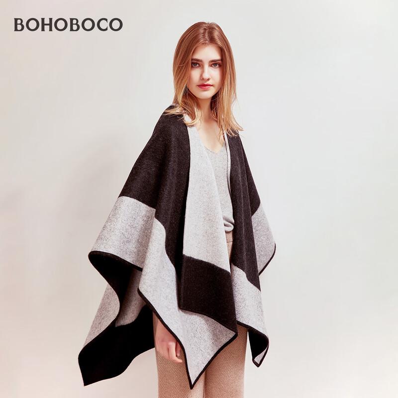 BOHOBOCO Damen Umhang Schal aus reiner Wolle