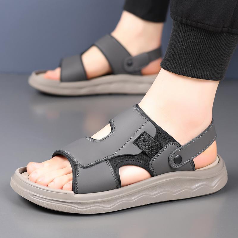 Fashion Summer Men's Sandals New Peep-toe Youth Black Slippers Beach Cool Antiskid Walking Shoes Male Casual Shoes Man Luxury Sandals