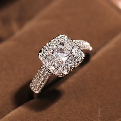New Accessories Classic Four-claw Round Zircon Engagement Ring Fashion Womens Trendy Handicraft Accessories