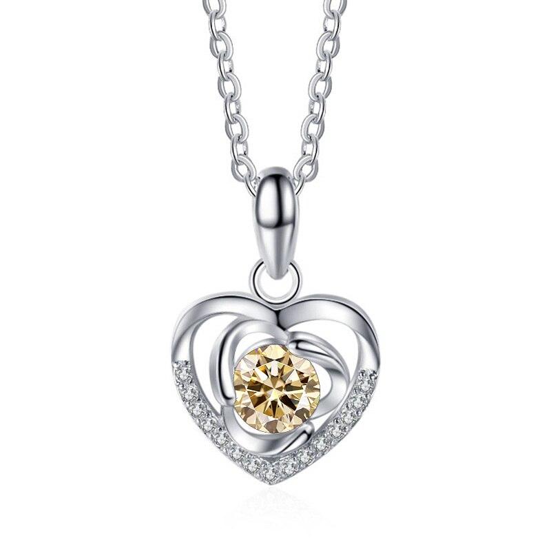 Bague Ringen 1.0ct Heart Moissanite Pendant For Women Sparkly Imitation Diamond Jewelry 925 Sterling Silver Fine Jewelry Gift