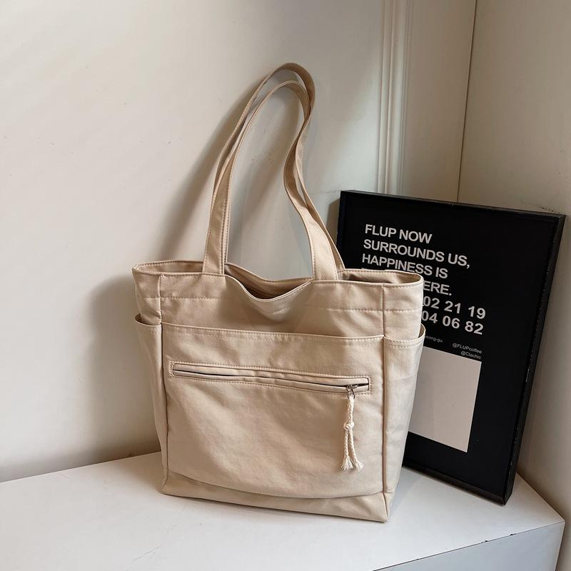 Shoulder Bag Women's 2025 Spring New Large-capacity Tote Bag Solid Color Fashion Simple Handbag Shoulder Armpit Bag