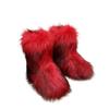 Fashion New Winter Fur Onepiece Raccoon Fur Female Snow Boots Fur Shoes Outdoor Mid Leg Boots