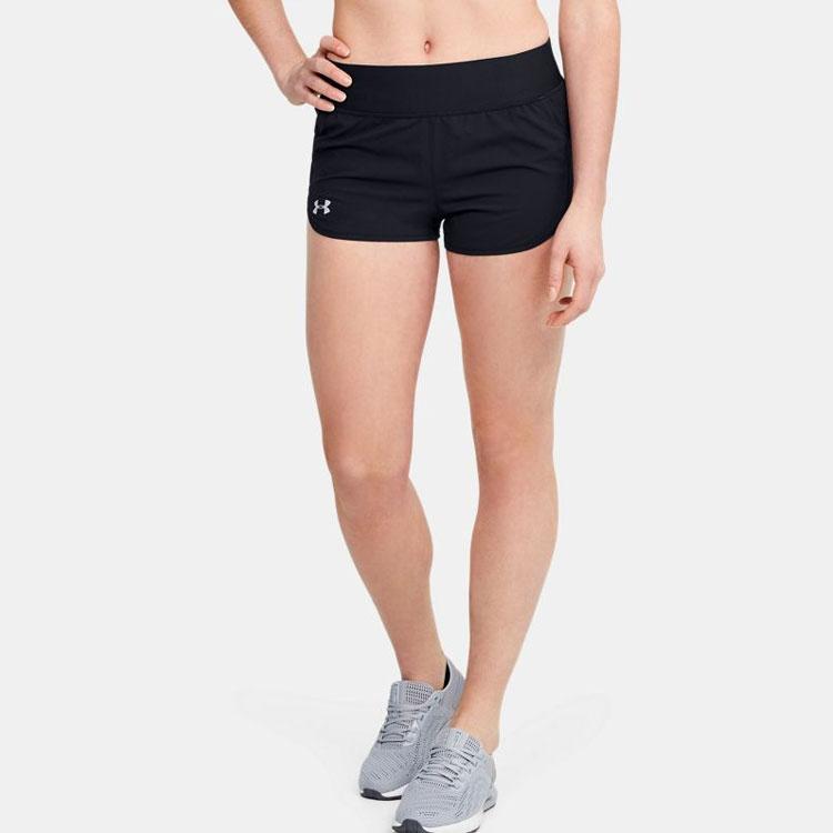 Under Armour Speedpocket Solid Straight Leg Sports Casual Shorts Women shorts Black 1323872-001
