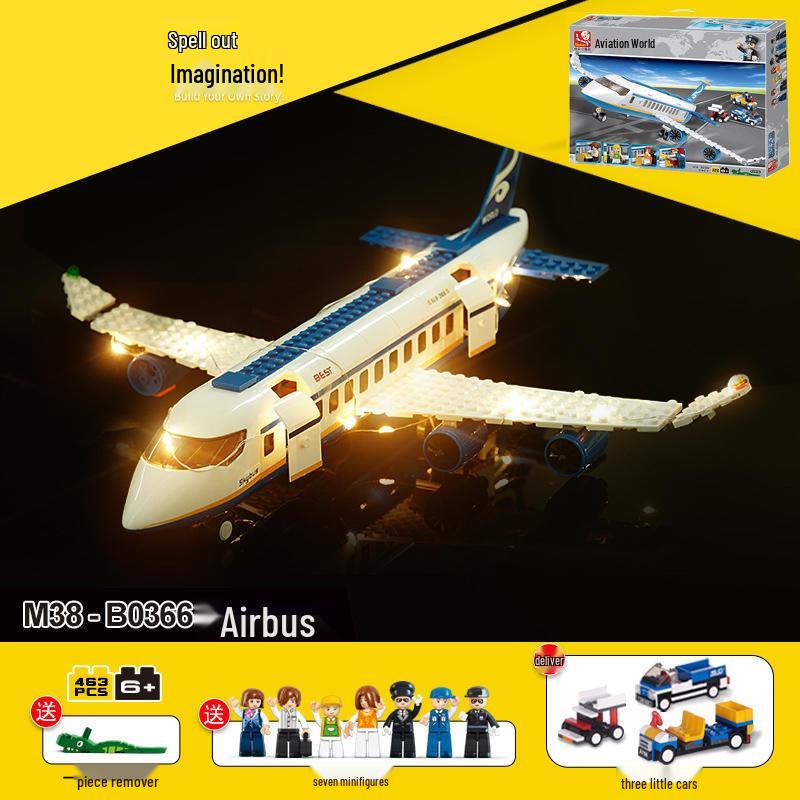 Little Luban B0366 Children's Educational Airplane Building Blocks Toy
