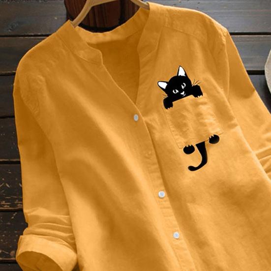 Frühling Herbst Frauen Shirt Tier Muster Einfarbig V-ausschnitt Langarm