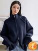 Solid Stand Collar Zip Knitted Cardigan Top Sweater Jacket