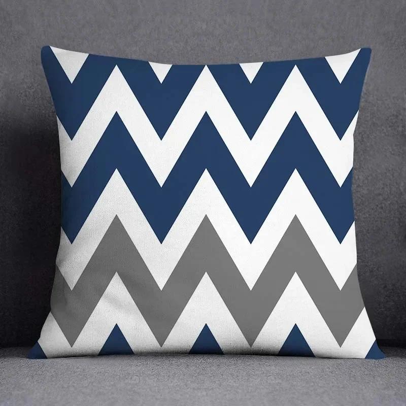 45x45CM Cushion Cover Geometric Pattern Polyester Blue Grey Pillowcase Upholstery Sofa Cushion Throw Pillow Home Decor Pillowcas