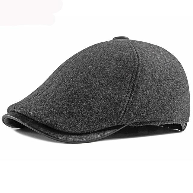 Buy Berets Men Warm Winter Hats with Ear Flap Male Ivy Newsboy Earflap