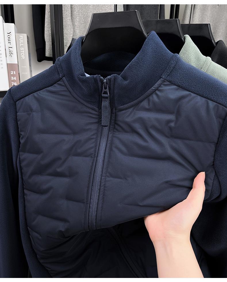 Men's Lightweight Stand Collar Down Jacket with White Duck Down, Autumn/Winter Casual Cold Protection Patchwork Design.