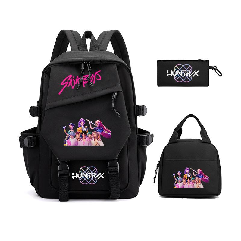 Animation Cartoon Printing Large Capacity Student School Bag College Meal Bag Casual Pencil Bag Three-Piece Set