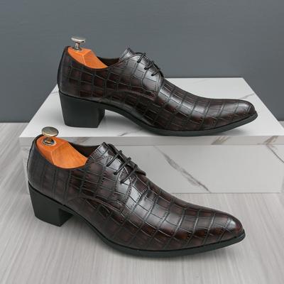 Luxury High Heel Shoes Men Classic Black Pointed To Dress Shoes For Men Wedding Formal Shoes Oxford Leather Social Shoes Male