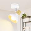 NETTLIFE Retro Ceiling Light - 1 Adjustable E14 Spotlight, Wood and White Metal Design, Ideal for the Living Room, Hallway, and Bedroom