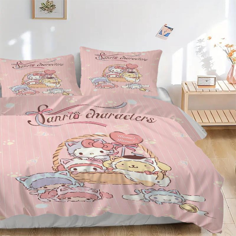 

3 шт. Постельное белье Sanrio Cinnamoroll, My Melody, Hello Kitty. Включает пододеяльник и наволочки. Подходит для всех сезонов 135x200cm
