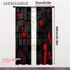 2pcs   2D flat printing Curtains Abstract Cubes Red Black Art Durable Polyester  Without Electricity Versatile Use for polyester