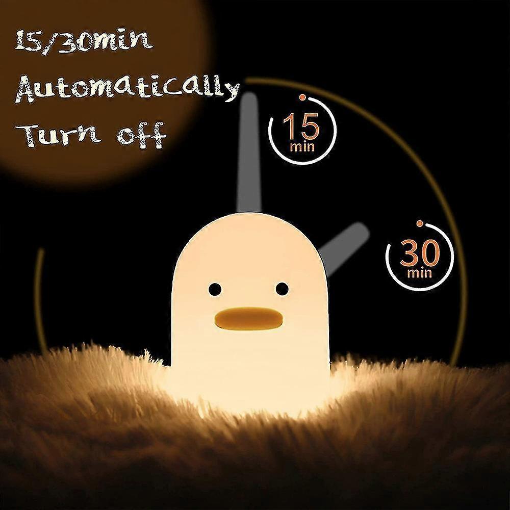 Led Duck Night Light Usb Bedside Silicone Sleeping Lamp Touch Control W/ Timer
