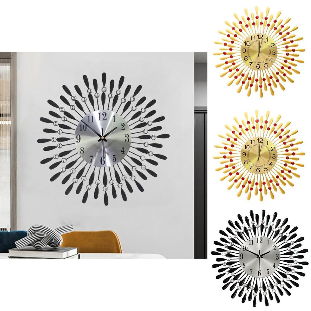 Modern Iron Art Wall Clock With Silent Sweep Movement For Living Room Decor