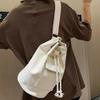 1 Pcs Korean Version Versatile Fashion Simple Solid Color Canvas Drawstring Chain Bucket Travel Women's Shoulder Crossbody Bags
