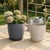 Lightweight Plastic Planters for Porch Modern Plant Pot with Saucer, Gray Flower Drainage System Home Holes, Stone-Look Planter Indoor Outdoor Plants